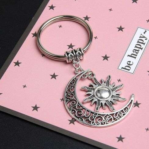 Acxico 2Pcs Charm Moon Sun Keychain And Crescent Moon Keychain Women And Men Vintage Keychain in Saudi Arabia