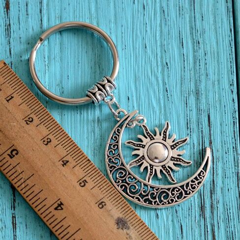 Acxico 2Pcs Charm Moon Sun Keychain And Crescent Moon Keychain Women And Men Vintage Keychain in Saudi Arabia
