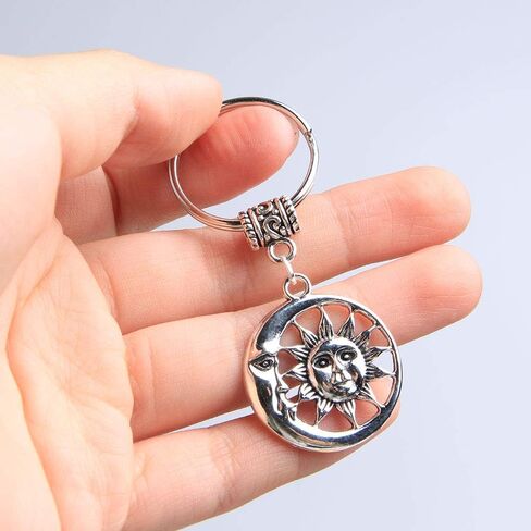 Acxico 2Pcs Charm Moon Sun Keychain And Crescent Moon Keychain Women And Men Vintage Keychain in Saudi Arabia