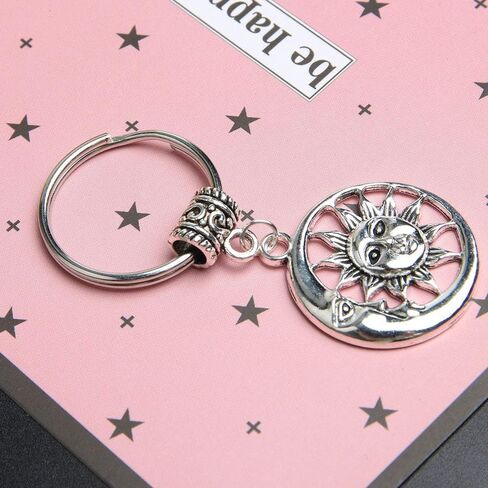 Acxico 2Pcs Charm Moon Sun Keychain And Crescent Moon Keychain Women And Men Vintage Keychain in Saudi Arabia