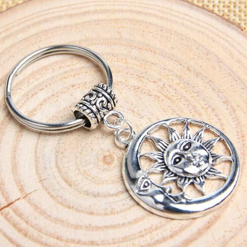 Acxico 2Pcs Charm Moon Sun Keychain And Crescent Moon Keychain Women And Men Vintage Keychain in Saudi Arabia