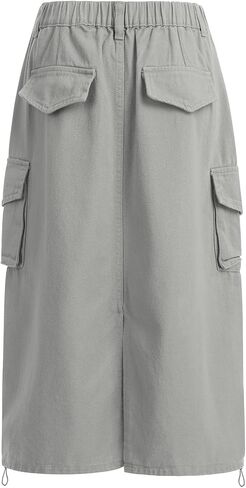 Women Denim Cargo Long Skirts High Waisted Pencil Skirt Midi Length Jean Skirt with Cargo Pockets in Saudi Arabia