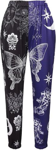 XFLnaraz Women's Fashion Printed Jogger Pants Elastic Waist Color Block Street Loose Sweatpants with Pockets in Kuwait
