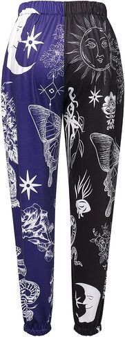 XFLnaraz Women's Fashion Printed Jogger Pants Elastic Waist Color Block Street Loose Sweatpants with Pockets in Kuwait