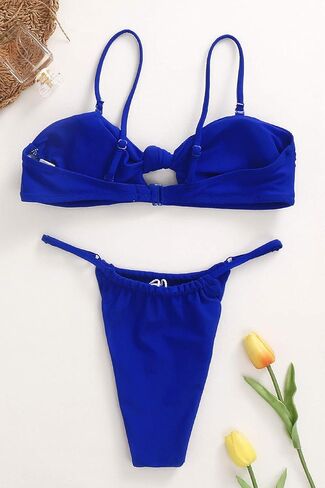 Honlyps Womens High Waist Swimsuit Brazilian Thong Sexy Bikini Set 2 Piece Triangle Bathing Suit Knot in Kuwait