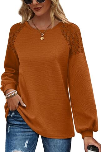 Neweek بلوزات للنساء رقبة دائرية سترات منسوجة من الدانتيل مرقع كم طويل بلايز موضة خريف 2023 in Kuwait