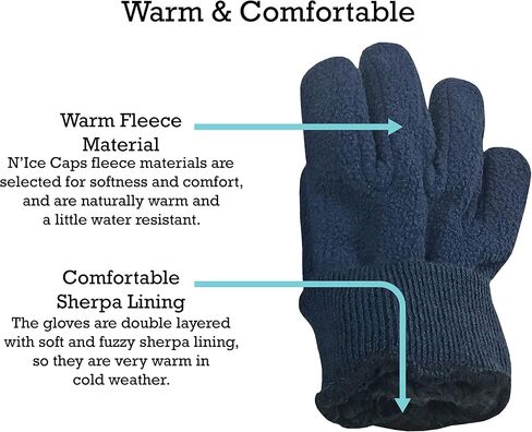 N'Ice Caps Little Kids Warm Sherpa Lined Easy-On Fleece Gloves in Kuwait