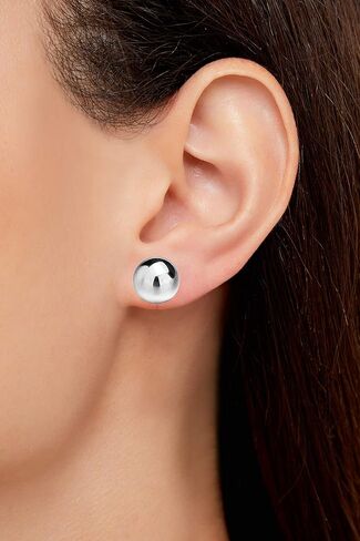 Savlano 3 Pair Tri-Color 925 Sterling Silver 18K Gold Plated Ball Stud Earrings 2mm - 14mm For Women, Girls & Men in Kuwait