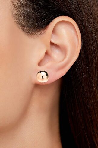 Savlano 3 Pair Tri-Color 925 Sterling Silver 18K Gold Plated Ball Stud Earrings 2mm - 14mm For Women, Girls & Men in Kuwait