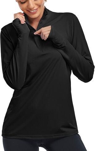 Tanst Sky Womens Golf Shirts Long Sleeve Athletic Quarter Zip Pullover Sun Protection Running Hiking Tops in Saudi Arabia