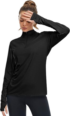 Tanst Sky Womens Golf Shirts Long Sleeve Athletic Quarter Zip Pullover Sun Protection Running Hiking Tops in Saudi Arabia