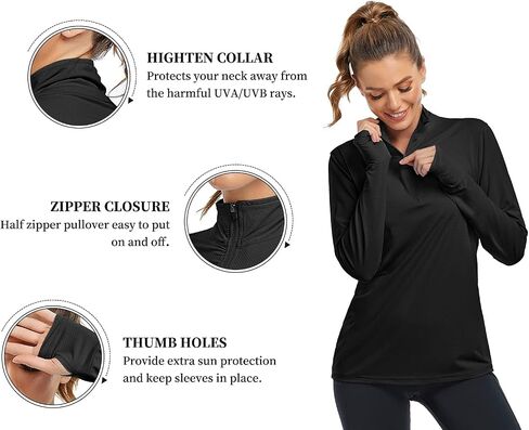 Tanst Sky Womens Golf Shirts Long Sleeve Athletic Quarter Zip Pullover Sun Protection Running Hiking Tops in Saudi Arabia