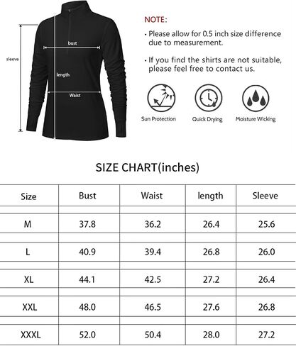 Tanst Sky Womens Golf Shirts Long Sleeve Athletic Quarter Zip Pullover Sun Protection Running Hiking Tops in Saudi Arabia