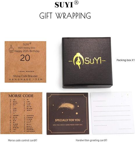 Suyi Morse Code Bracelet Birthday Gifts for Women Girls Sterling Silver Bracelet Birthday Jewelry for 12th 13th 14th 15th Sweet 16th 17th 18th 19th 20th 21st 25th 30th 40th 50th 60th 70th 80th in Saudi Arabia