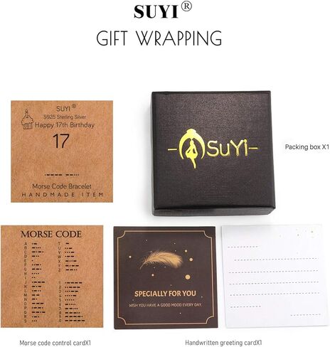 Suyi Morse Code Bracelet Birthday Gifts for Women Girls Sterling Silver Bracelet Birthday Jewelry for 12th 13th 14th 15th Sweet 16th 17th 18th 19th 20th 21st 25th 30th 40th 50th 60th 70th 80th in Saudi Arabia