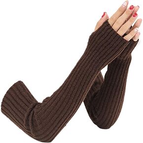 SUNTRADE Women Girls Knit Soft Stretchy Fingerless Gloves Arm Warmers Long Gloves in Kuwait