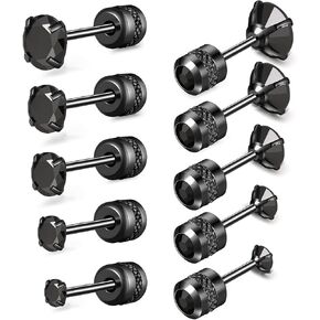 5 أزواج من الأقراط المصنوعة من التيتانيوم للنساء والرجال من الفولاذ المقاوم للصدأ برغي خلفي أقراط صغيرة مضادة للحساسية مكعب زركونيا مرصعة مزدوجة الجانب للغضروف (20 جم، 2-6 مم) in Kuwait