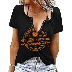 Sanderson Sisters Brewing Co Tshirt Women Halloween Shirts Funny Hocus Pocus Witches Short Sleeve Tee Tops