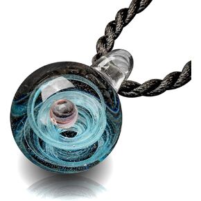 Jovivi Unique Design Glass Universe Ball Necklace Galaxy Planet Pendant Nebula Ribbon Vortex Cosmos Series
