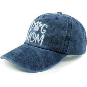 LOKIDVE Women's Dog Mom Hat Embroidered Distressed Cotton Denim Baseball Cap