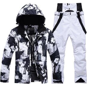 RIUIYELE Men's Ski Jacket and Pants Set Winter Heated Coat Hooded Outdoor Skiing Snowboard Suit for Men
