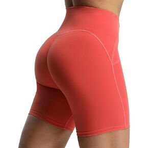 Aoxjox Scarlett Scrunch Workout Biker Shorts for Women Tummy Control High Rise Exercise Athletic Gym Running Yoga Shorts 6"