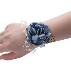 Florashop رمادي ساتان وردي صدار معصم وبوتونيير الزفاف وصيفة العروس معصم معصم وعروة العريس للرجال لحفلات الزفاف وحفلات التخرج وحفلات العودة للوطن in Kuwait