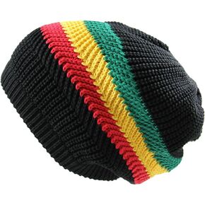 RW Knitted Slouchy Cotton Classic Rasta Beanie