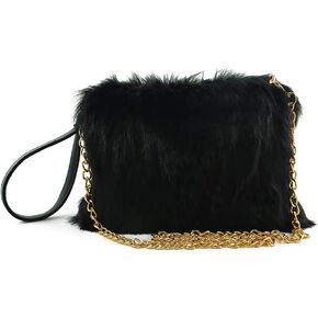 ZOSCGJMY Evening Faux Fur Handbags for Women Furry Fluffy Fuzzy Bags Purse Crossbody Shoulder Strap