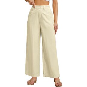 Women Casual Baggy Pants Wide Leg Elastic Waist Comfy Long Trendy Lounge Trousers with Pockets