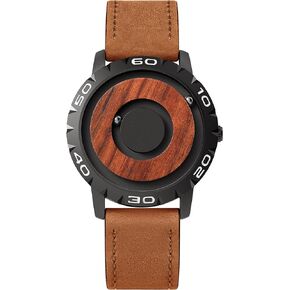 EUTOUR Watches Men Magnetic Watches 3D PVD One Piece Swiss Quartz Watch Waterproof Watches Resin/Leather Steel Strap Black Dial
