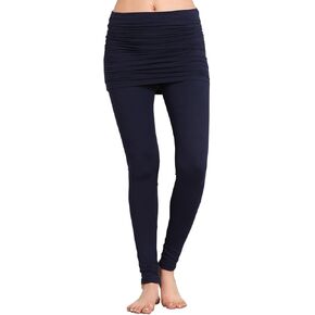 HEYHUN Womens Athleisure Ultra Soft Knit Foldover Ruched Skirted Yoga Leggings S-XL