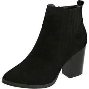 TOP Moda Womens Ankle Boots Chunky Stacked Mid Heel Elastic Chelsea in Kuwait