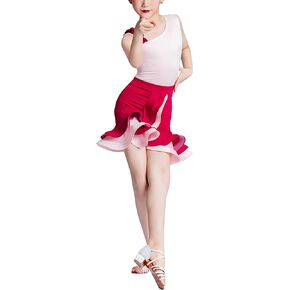 Kids Latin Dance Dress Sleeveless Tassel Cha Cha Rumba Samba Dance Costume Girls Shiny Fringe Halter Dance Dress Outfit