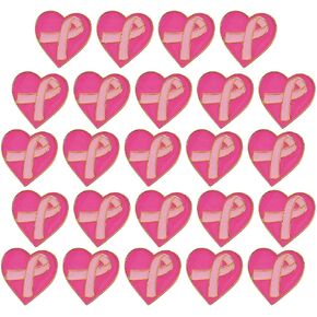 Breast Cancer Awareness Pin 24 Pack Bulk - 1 inch Pink Ribbon Breast Cancer Awareness Metal Heart Pin For Fundraising for Breast Cancer Awareness Accessories, Party Supplies Decoration, Football Events Giveaways by 4E's Novelty in Saudi Arabia