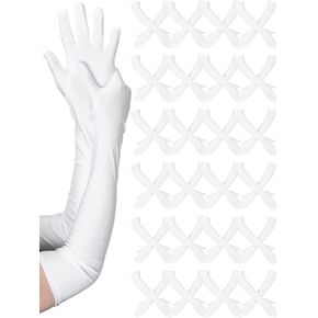 Laumoi 24 زوجًا من قفازات الساتان البيضاء الطويلة للنساء الزفاف طول الكوع قفازات الأوبرا الحريرية لحفلات الزفاف في العشرينيات من القرن الماضي، قفازات الهالوين للكبار، قفازات فستان التنكرية، قفازات الرقص الرسمية القابلة للتمدد للفتيات in Kuwait