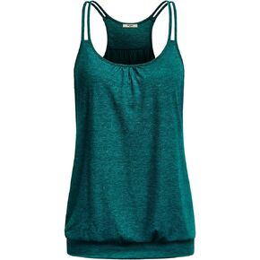 قمصان لليوجا بدون أكمام للنساء من Miusey، مقاس فضفاض وحزام سباغيتي، قمصان للتمرين من الأسفل in Kuwait