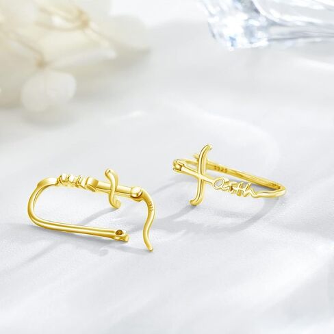 Faith Earrings Sterling Silver Huggie Hoop Earring Cross Earrings Graduation Jewelry Gifts for Women Men Girls Mother's Day… in Saudi Arabia