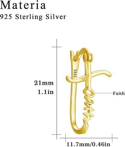Faith Earrings Sterling Silver Huggie Hoop Earring Cross Earrings Graduation Jewelry Gifts for Women Men Girls Mother's Day… in Saudi Arabia