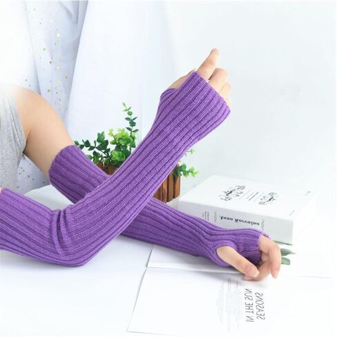 SUNTRADE Women Girls Knit Soft Stretchy Fingerless Gloves Arm Warmers Long Gloves in Saudi Arabia