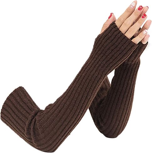 SUNTRADE Women Girls Knit Soft Stretchy Fingerless Gloves Arm Warmers Long Gloves in Kuwait