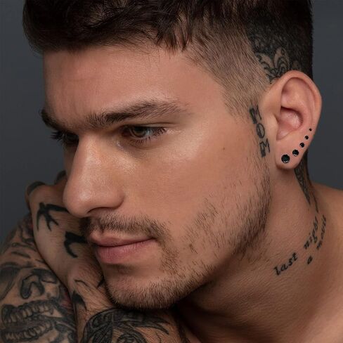 5 أزواج من الأقراط المصنوعة من التيتانيوم للنساء والرجال من الفولاذ المقاوم للصدأ برغي خلفي أقراط صغيرة مضادة للحساسية مكعب زركونيا مرصعة مزدوجة الجانب للغضروف (20 جم، 2-6 مم) in Kuwait