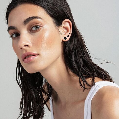 5 أزواج من الأقراط المصنوعة من التيتانيوم للنساء والرجال من الفولاذ المقاوم للصدأ برغي خلفي أقراط صغيرة مضادة للحساسية مكعب زركونيا مرصعة مزدوجة الجانب للغضروف (20 جم، 2-6 مم) in Kuwait