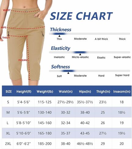 Hiking Pants for Women Lightweight Outdoor Cargo Capri for Athletic Casual with UPF 50 Quick Dry Zip Pockets in Saudi Arabia