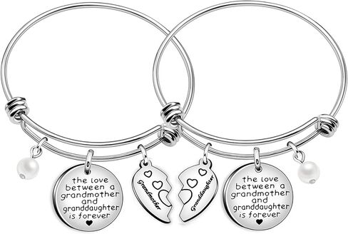 أساور هدايا للجدة والحفيدة على شكل قلب سحر أساور مجوهرات للنساء - الحب بين الجدة والحفيدة إلى الأبد in Kuwait