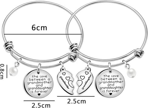 أساور هدايا للجدة والحفيدة على شكل قلب سحر أساور مجوهرات للنساء - الحب بين الجدة والحفيدة إلى الأبد in Kuwait