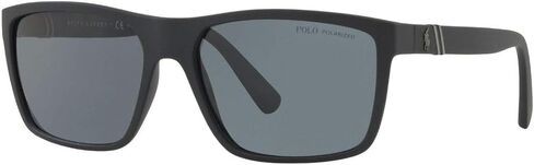 POLO RALPH LAUREN Men's PH4133 Rectangular Sunglasses, Shiny Transparent Dark Havana/Green, 59 mm in Saudi Arabia