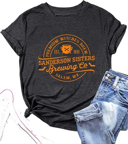 Sanderson Sisters Brewing Co Tshirt Women Halloween Shirts Funny Hocus Pocus Witches Short Sleeve Tee Tops in Kuwait