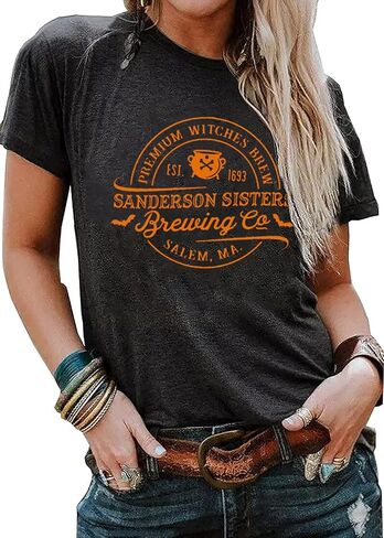 Sanderson Sisters Brewing Co Tshirt Women Halloween Shirts Funny Hocus Pocus Witches Short Sleeve Tee Tops in Kuwait