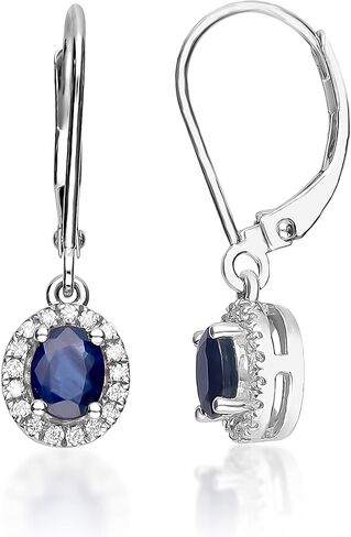 Gin & Grace 10K White Gold Genuine Blue Sapphire Earrings with Diamonds for women | Ethically, authentically & organically sourced Sapphire, hand-crafted jewelry for her | Sapphire Earrings for women in Saudi Arabia